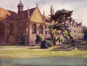 Wadham Collegen puutarha (värilitro) tekijältä William Ainsworth Wildman