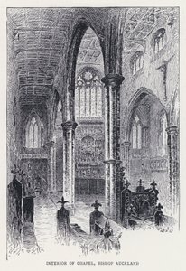 Kappelin sisustus, piispa Auckland (kaiverrus) tekijältä William Alexander Ansted