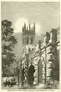 Magdalen Bridge ja Magdalen Collegen torni tekijältä William Alfred Delamotte