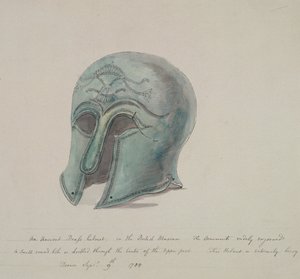 Muinainen messinkikypärä British Museumista, Holborn, Lontoo, 1784