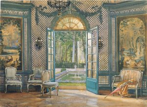 "Villa Trianonin" musiikkihuone, noin 1920-luku (w/c paperilla) tekijältä William B. E. Rankin