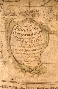 Karttakuva Tyynen valtameren pohjoisosassa, noin 1795 (paperimassa, kuparilevy kaiverrettu, messinki, puu, paperi). tekijältä William Bardin