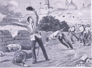 Charbagu-sillan kantaminen, Lucknow 25. syyskuuta 1857, kuva brittiläisistä taisteluista maalla ja merellä, 1915 tekijältä William Barnes Wollen