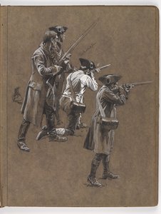 Tutkimus William Barns Wollenin öljymaalaukseen, Lexingtonin taistelu 1775?