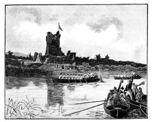 Kuninkaallinen kiertue Irlannissa, vierailu Ross Castlessa, Killarneyssa, 1887 tekijältä William Barnes Wollen
