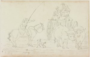 Oxcart Blocking the Way (kynä paperille (paperille M754)) tekijältä William Beilby
