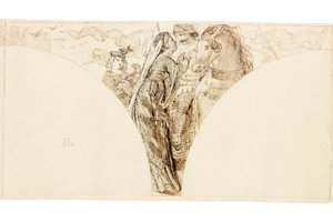 Luonnos seinämaalaukseen Wallington Hallissa (vartalon väri) tekijältä William Bell Scott