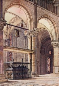 Edward Mustan prinssin hauta Trinity Chapelissa, Canterburyn katedraali (värilitografia). tekijältä William Biscombe Gardner