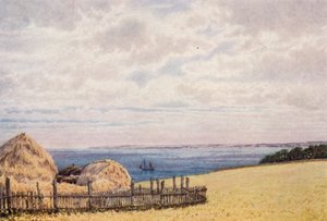 Katse Pegwell Bayn poikki Ramsgaten puolelta (värilitro). tekijältä William Biscombe Gardner