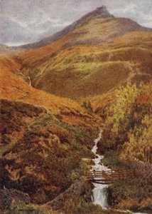 Nab ja Golden Clough, Grindslow Dell, Edale (väri litho) tekijältä William Biscombe Gardner
