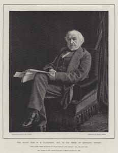 Oikea arvoisa W E Gladstone, kansanedustaja, huoneessaan Downing Streetillä tekijältä William Biscombe Gardner