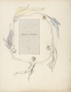 "A Long Story", suunnittelu 23r teoksesta "The Poems of Thomas Gray" tekijältä William Blake