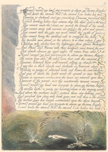 Amerikka. A Prophecy, Plate 11, Sound! Ääni! Äänekkäät sotatrumpettini.... tekijältä William Blake
