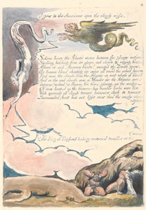 Amerikka. Profetia, levy 6, ilmestyy amerikkalaisille .... tekijältä William Blake