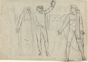 "Ja Saul sanoi Daavidille: "Mene, ja Herra olkoon sinun kanssasi" [recto] tekijältä William Blake