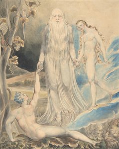 Jumalan läsnäolon enkeli tuo Eevan Aadamille Eevan luominen..., recto..., 1803. tekijältä William Blake
