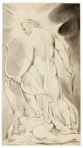 "Kristus tallaa Saatanan", c1800 tekijältä William Blake