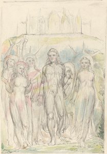 Kristitty uskonkilven kanssa, lähtemässä seuralaisistaan tekijältä William Blake