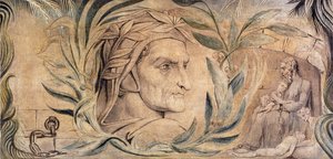 Dante Alighieri, n. 1800-03 (kynä ja muste temperalla kankaalle) tekijältä William Blake