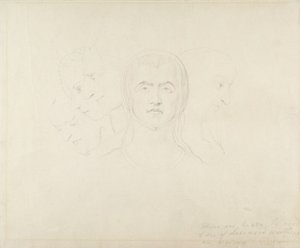 Viisi visionääristä naisten päätä, n. 1820 (grafiitti paperille) tekijältä William Blake