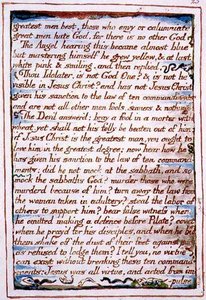 "Parhaat miehet, ne, jotka kadehtivat...", teksti "Taivaan ja helvetin avioliitosta", n. 1790-3 (reliefietsaus viimeistelty kynällä ja akvarellilla) tekijältä William Blake