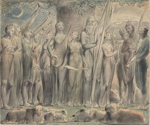 Job ja hänen perheensä on palautettu vaurauteen tekijältä William Blake