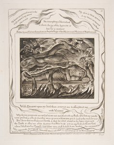 Jobs Evil Dreams, kuvituksista Jobin kirjasta, 1825-26. tekijältä William Blake
