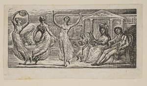 Menalcus Watching Women Dance, Thorntonin Pastorals of Vergil, 1821. tekijältä William Blake