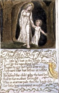 P.124-1950.pt13 Pieni poika löydetty: levy 13 kappaleesta Songs of Innocence and of Experience (kopio R) n. 1802-08 (etsaus, tussi ja akvarelli) tekijältä William Blake