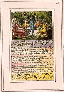 P.124-1950.pt14 Naurulaulu: levy 14 kappaleesta Songs of Innocence and of Experience (kopio R) n. 1802-08 (etsaus, tussi ja akvarelli) tekijältä William Blake