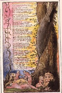 P.124-1950.pt37 Pieni tyttö löydetty (jatkoa): levy 37 julkaisusta Songs of Innocence and Experience (kopio R) n. 1802-08 (etsaus, tussi ja akvarelli) tekijältä William Blake