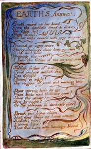 P.125-1950.pt31 Maan vastaus: levy 31 teoksesta Songs of Innocence and of Experience (kopio AA) n. 1815-26 (etsaus, tussi ja akvarelli) tekijältä William Blake