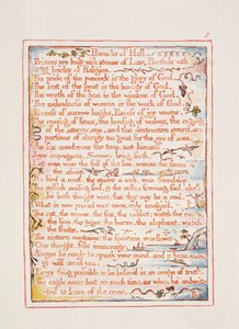 Helvetin sananlasku, teksti "Taivaan ja helvetin avioliitosta", n. 1790-3 (reliefietsaus viimeistelty kynään ja wc:hen) tekijältä William Blake