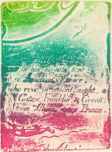 Restrike peruutetun levyn fragmentista A Profetialle, 1793. tekijältä William Blake