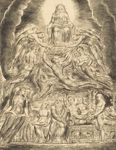 Saatana Jumalan valtaistuimen edessä, 1825. tekijältä William Blake