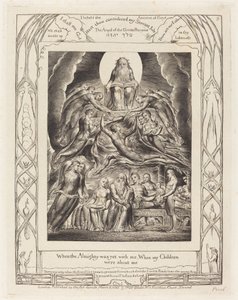 Saatana Jumalan valtaistuimen edessä, 1825. tekijältä William Blake