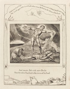 Saatana lyö työtä kiehuen, 1825. tekijältä William Blake