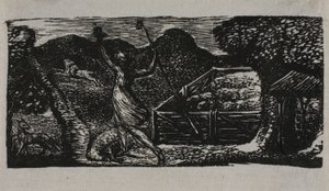 Shepherd Chases Away Wolf, The Pastorals of Vergil tekijältä William Blake