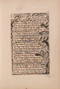 Viattomuuden ja kokemuksen lauluja, levy 15, Unelma (Bentley 26) tekijältä William Blake