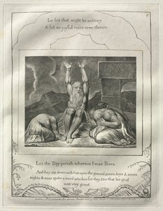 Jobin kirja: nro 8, hukkukoon päivä, jolloin synnyin, 1825. tekijältä William Blake