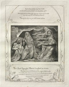 Jobin kirja: Pl. 10, Just Upright Mana nauretaan ivallisesti tekijältä William Blake
