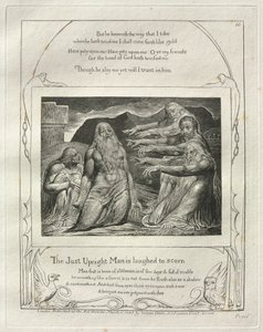 Jobin kirja: Pl. 10, Just Upright Mana nauretaan ivallisesti, 1825. tekijältä William Blake