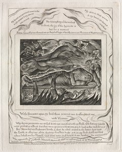 Jobin kirja: Pl. 11, Unilla sängylläni sinä pelotat minua ja pelotat minua / näyillä tekijältä William Blake