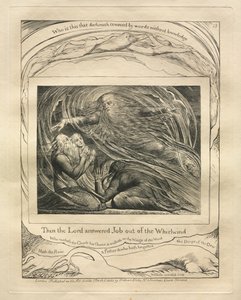 Jobin kirja: Pl. 13, Sitten Herra vastasi Jobille pyörteestä, 1825. tekijältä William Blake