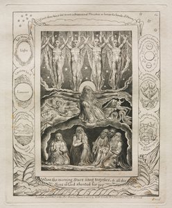 Jobin kirja: Pl. 14, Kun aamutähdet lauloivat yhdessä ja kaikki Jumalan pojat huusivat ilosta tekijältä William Blake