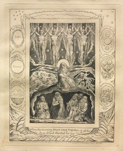 Jobin kirja: Pl. 14, Kun aamutähdet lauloivat yhdessä ja kaikki Jumalan pojat huusivat ilosta tekijältä William Blake
