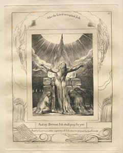 Jobin kirja: Pl. 18, Ja palvelijani Job rukoilee puolestasi, 1825. tekijältä William Blake