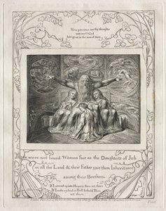 Jobin kirja: Pl. 20, Jobin tyttäreiksi katsottuja naisia ei löytynyt, 1825. tekijältä William Blake