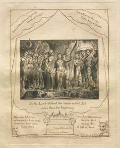 Jobin kirja: Pl. 21, Joten Herra siunasi Jobin loppua enemmän kuin alkua, 1825. tekijältä William Blake