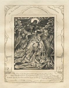 Jobin kirja: Pl. 3, Poikasi ja tyttäresi söivät ja joivat viiniä vanhimmassa veljeskodissaan tekijältä William Blake